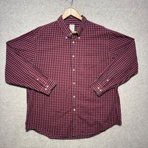 Brooks Brothers 1818 Regent Fit Red Navy Plaid Button Down Shirt Mens XXL Cotton